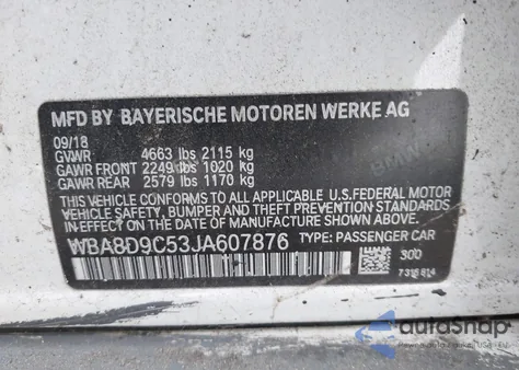 2018 BMW 330I xDrive из США, поврежденный, VIN WBA8D9C53JA607876